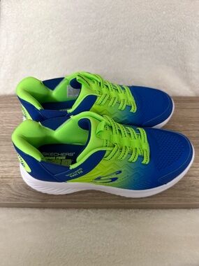 Skechers Kids Green and Blue Swift Fit Slip-On Sneaker